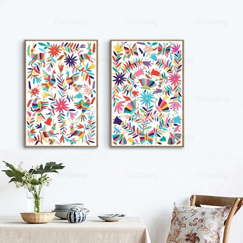 

New Year Gifts Mexico Art Posters Colorful Folk Canvas Painting The Wall Art Pictures for Living Room Bedroom Home Decor Posters