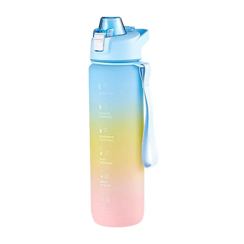 

Drink Bottle Gradient Color Motivational Water Bottle With Straw & Time Marker Leakproof Large Sports Drinking Bottle Large