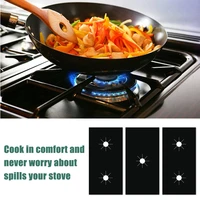3pcsset gas stove protectors cover oven liner topper cropable 5 holes anti oil gas range stovetop burner cooker protective mat