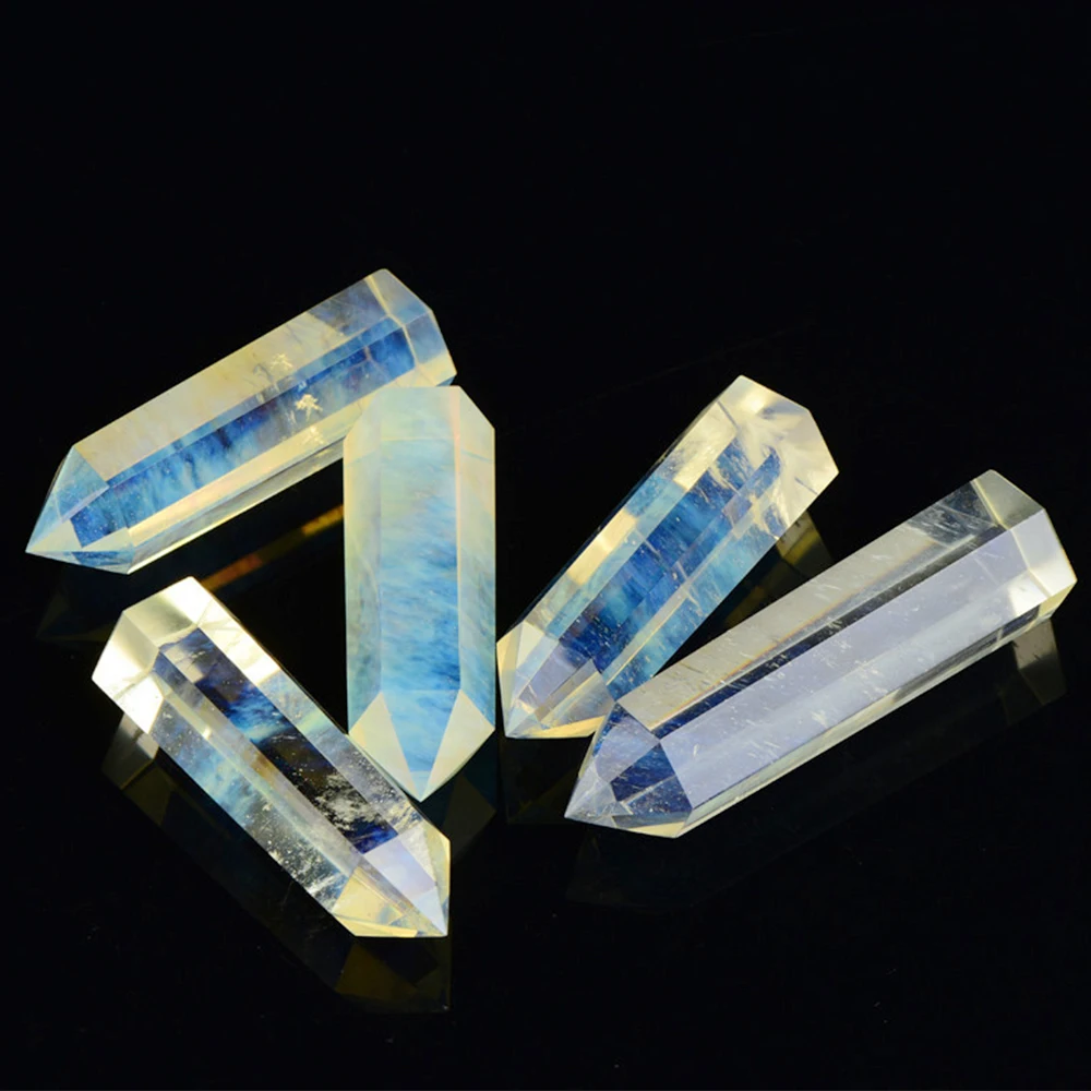 Желтый плавильный камень хрустальная палочка шестиугольная призма колонна