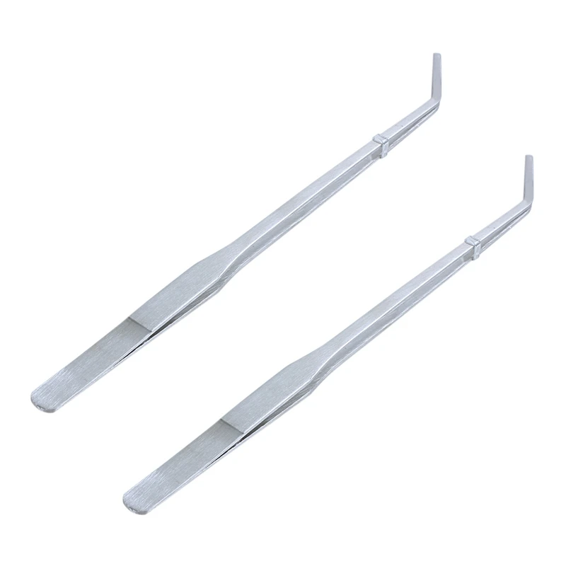 

2X Plant Stainless Steel Curved Tweezer Clip For Fish Tank