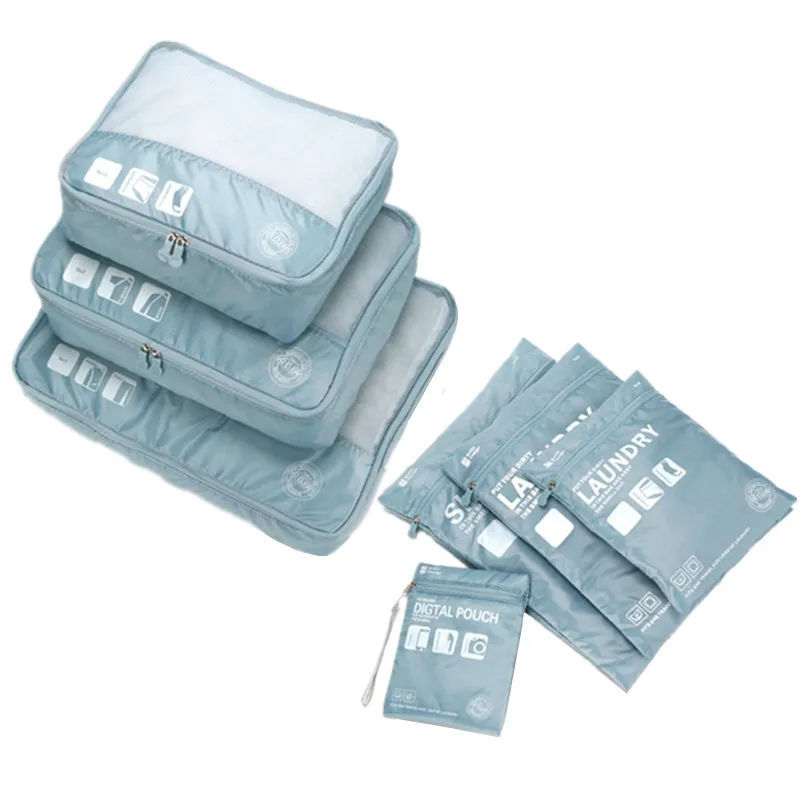 7pcs/set Packing Cube Travel Bags Unisex Portable Large Capacity Clothing Cosmetics Sorting Pouch Organizer Luggage Accessories