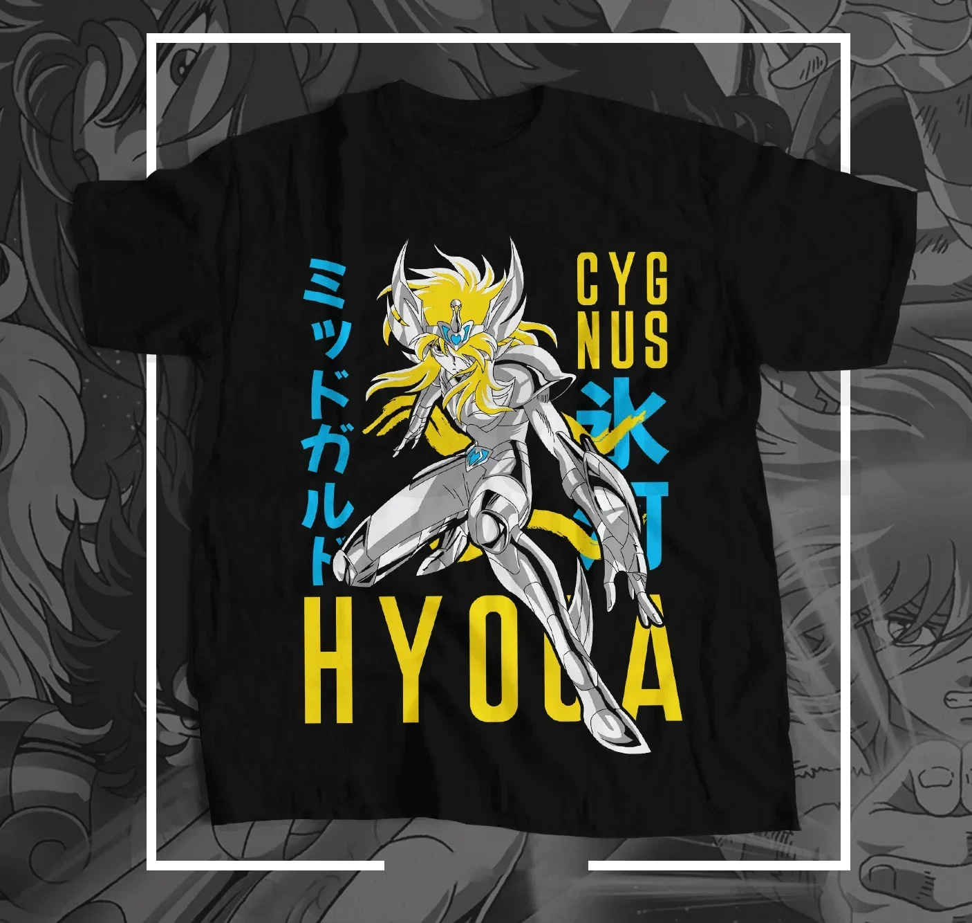 Фото Мужская/Женская Аниме Футболка Saint Seiya Cygnus Hyoga, робот-Рыцари зодиака №1