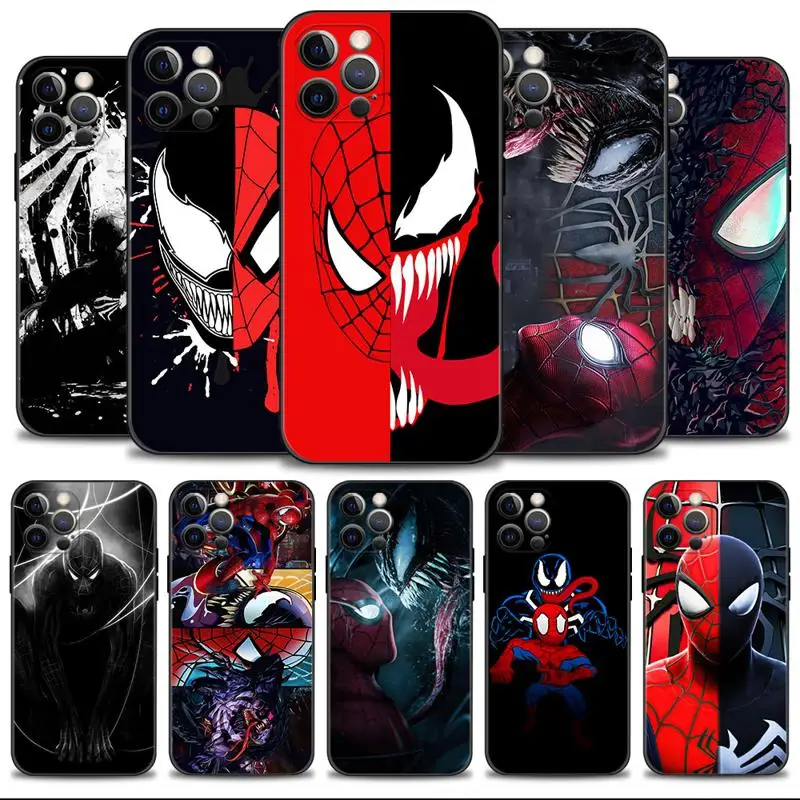 Marvel Spiderman Venom Face Phone Shell For Apple iPhone 14 13 12 11 Pro Max 13 12 Mini XS Max XR X 7 8 Plus Silicone Case