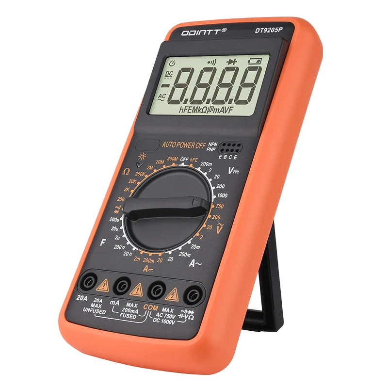 

Professional Digital Multimeter DT9205P Manual Range AC DC Voltage Meter hFE Ohm Capacitance Continuity Diode Tester With Buzzer