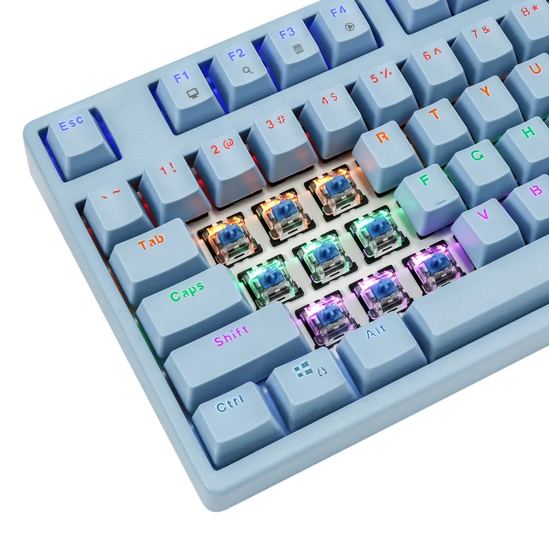 Механическая игровая клавиатура TKL компактный дизайн радужная светодиодная