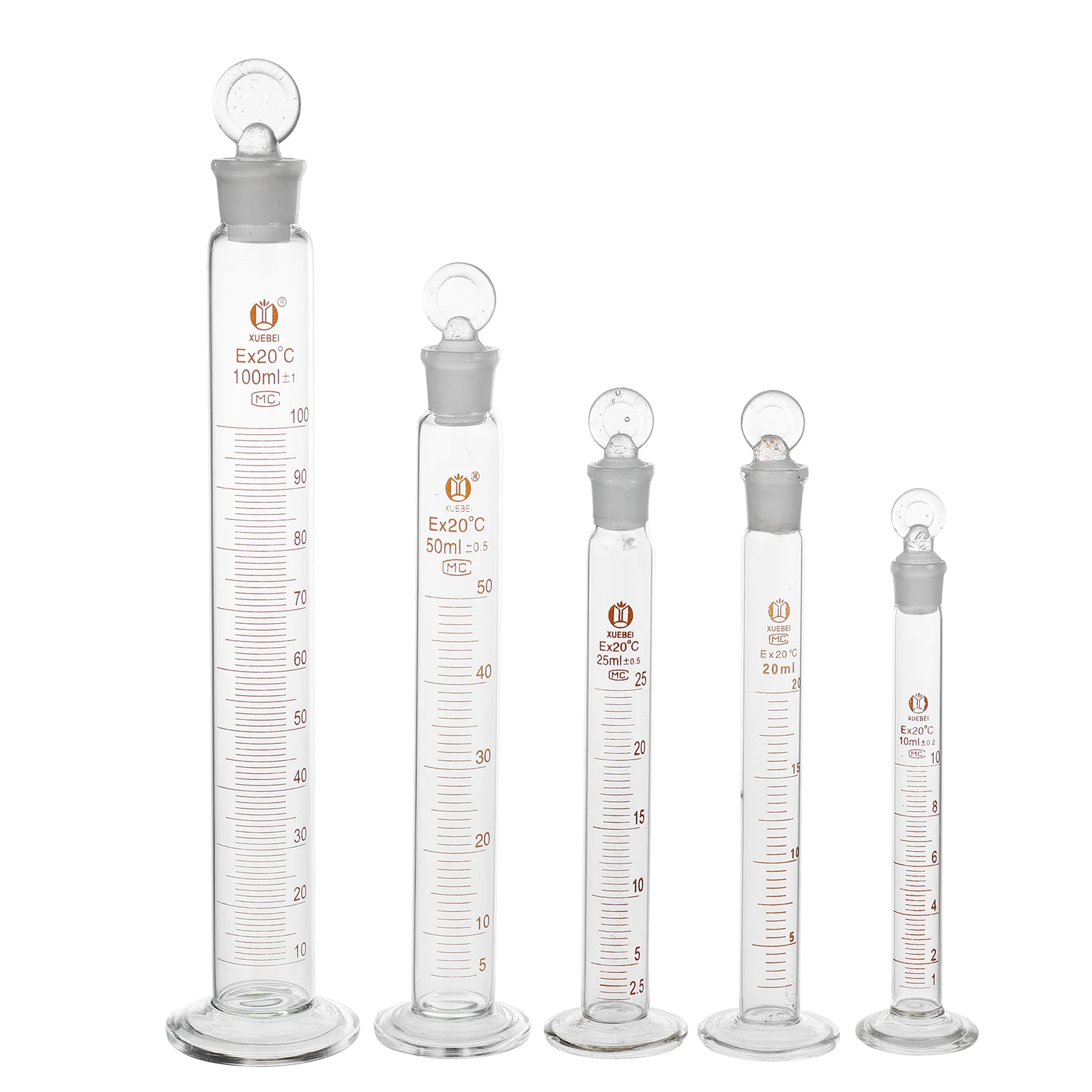 

5Pcs Glass Measuring Cylinders Graduated Cylinders with Plug for Experiment