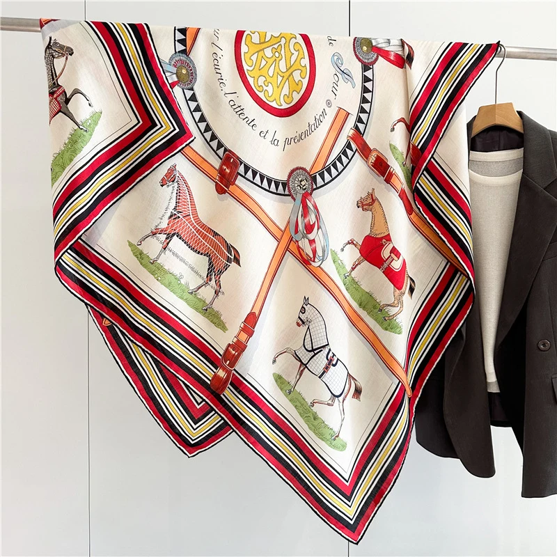 Шелковый шарф из конской шерсти шали с закрученными краями банданы хиджаб