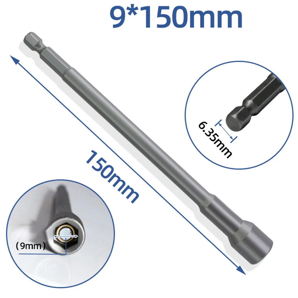 

150mm Hexagon Socket Wrench Nut Driver Drill Bit Adapter Crewdriver Spanner 6-19mm For Electric Screwdriver Handle Repair Tools