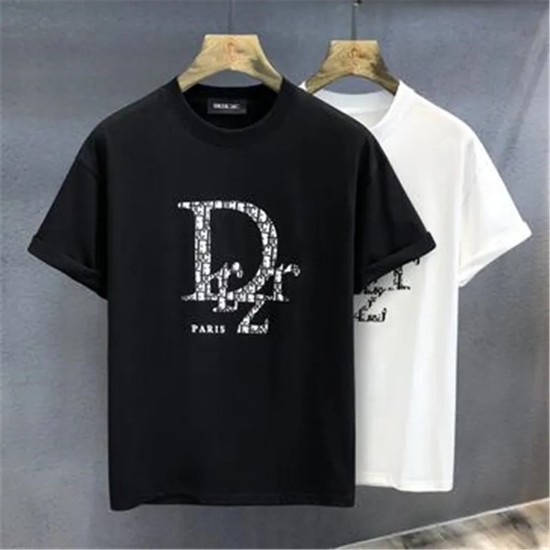 

2023 Luxury Brand Letter Printing T-shirt Black Summer Loose Fit Men's Women's Fashion 100%Cotton Round Neck Top White