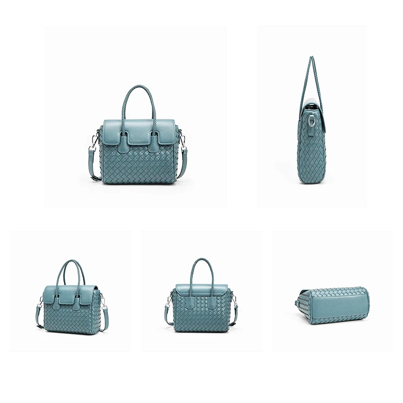 New Luxury Cowhide Leather Retro Bag Women Weave Handbags Trend Shoulder Bag Portable Fashion Female Shoulder Messenger Bags2023