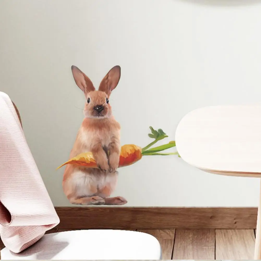 

Cute Rabbit Carrot Wall Stickers Children Room Porch Wallpaper Detachable Waterproof Decoration Decals easter decoration