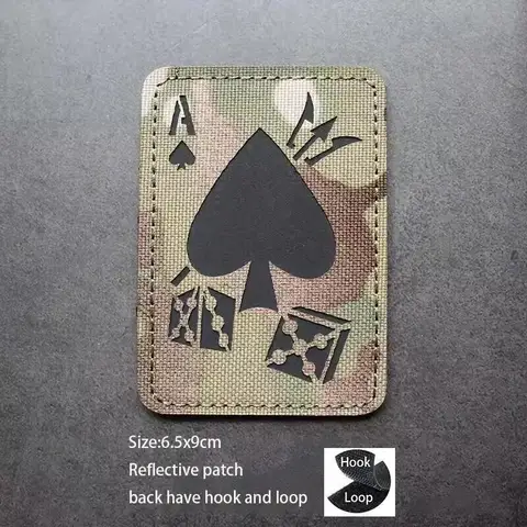 ИК-светоотражающий покерный Ace of Spades, тактический рюкзак для мораля, нейлоновая ткань, лазерные светящиеся нашивки «сделай сам», для одежды