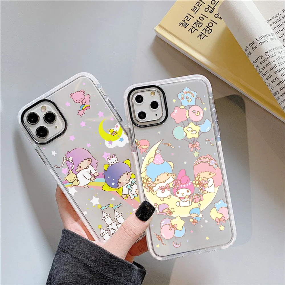 

Мягкий ТПУ чехол для телефона Sanliou LittleTwinStars с маленькой двойной звездой для iPhone 11 12 13 14 Pro Max 7 8 Plus Xr X XS, прозрачный чехол