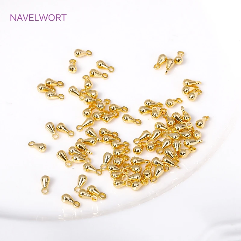 

18K Gold Plated Brass Metal Water Drop Pendants End Beads Tail Extender Chain For DIY Jewelry Making Supplies Wholesale