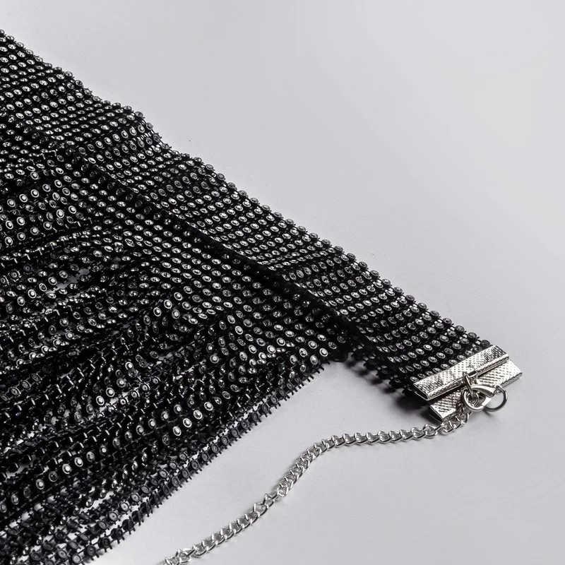 Сексуальная мигающая мини-юбка со стразами на бретельках электрическая сияющая