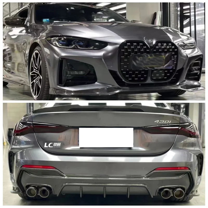 

Real Carbon Fiber Front Lip + Rear Diffuser Spoiler + Side Skirt+ Rearview Mirror For BMW 4 Series G22 G23 M440i 2020 2021 2022