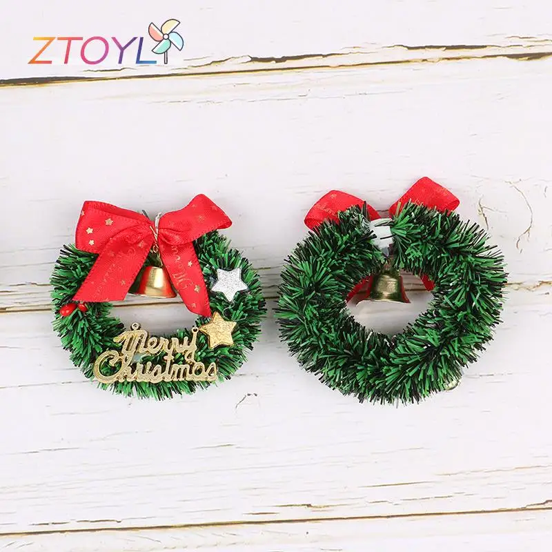 

1 шт. 1:12 1:6 миниатюрная Рождественская гирлянда для кукольного домика, модель венка для кукольного домика, Рождественская декоративная игрушка