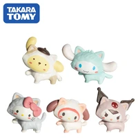 5pcsset sanrio anime figure kt cat cinnamoroll pom pom purin melody kawaii figurines collectibles mini japanese kids birthday