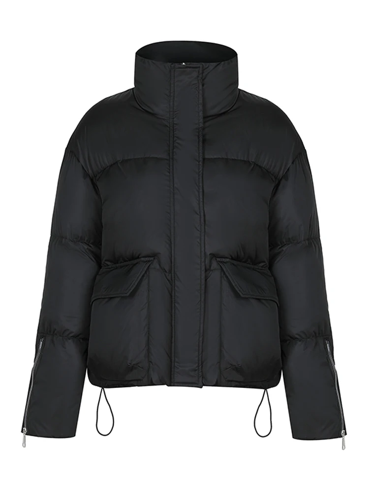 

Stand Collar Winter Parka For Women Solid Cotton Padded Female Blue Green Black Coat Casual Warm Jacket