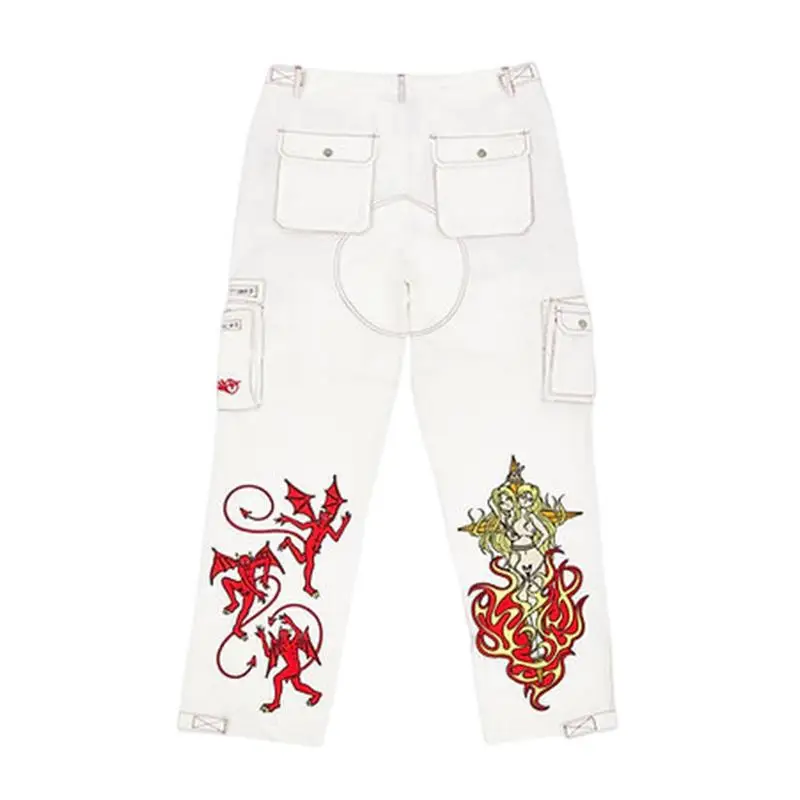 

Брюки-карго Y2k мужские в стиле ретро, джинсы в стиле хип-хоп, Брюки с карманами, мешковатая уличная одежда с принтом, Свободные Комбинезоны, Д...