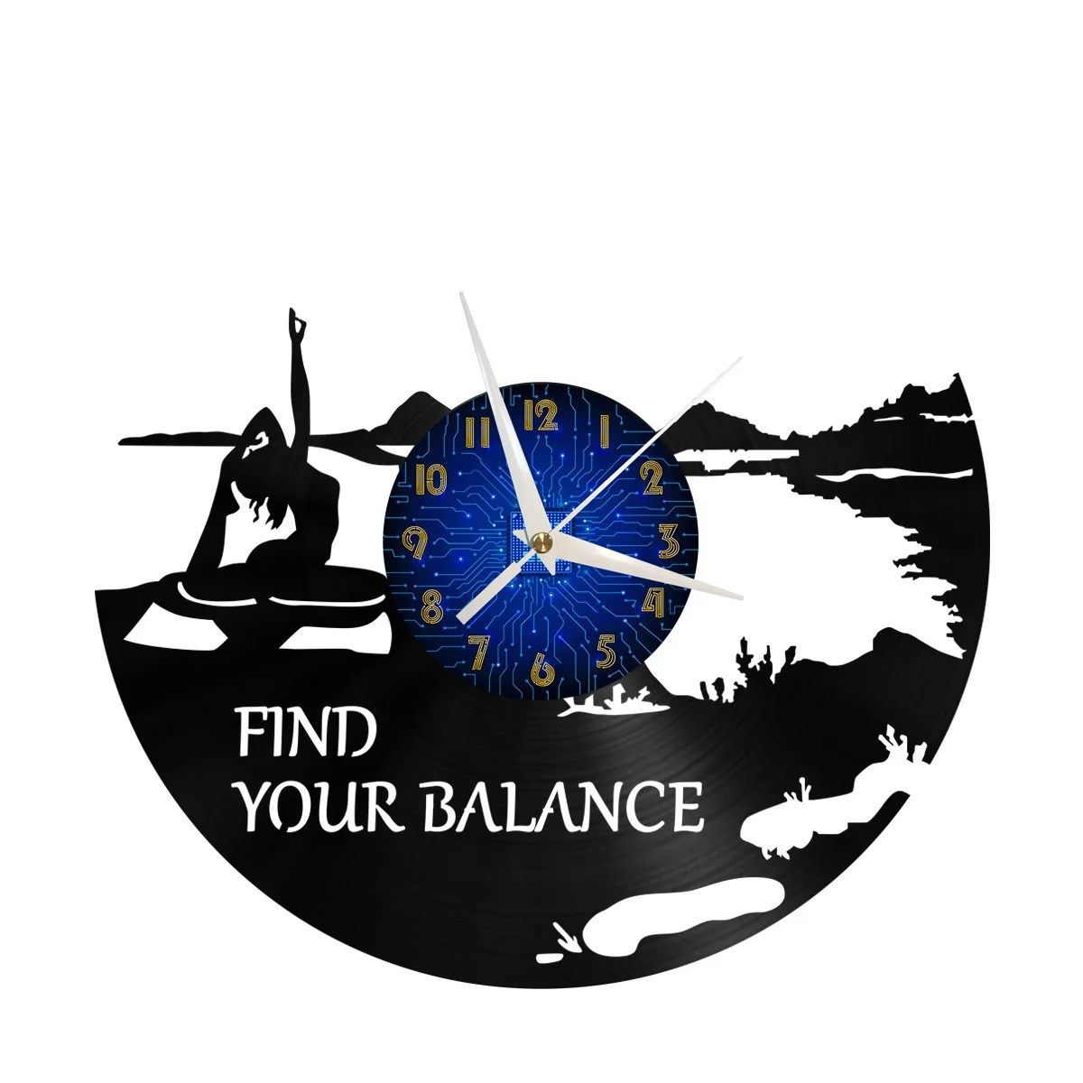 

Yoga Workout Vinyl Wall Clock, Vinyl Record Clock Wall Art Silent & Non-ticking