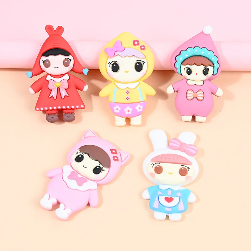 

5pcs Diy Cartoon Resin Kawaii Princess Cabochons Dollhouse Miniatures Craft Material Miniature Charms Flatback Embellishments