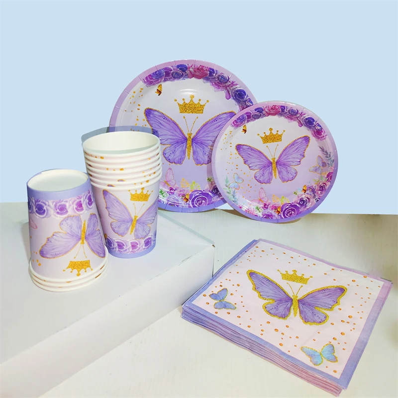 

Butterfly Birthday Tableware Backdrop Happy 1st First Birthday Party Decorations Kids Girl Butterfly Decor Wedding Baby Shower