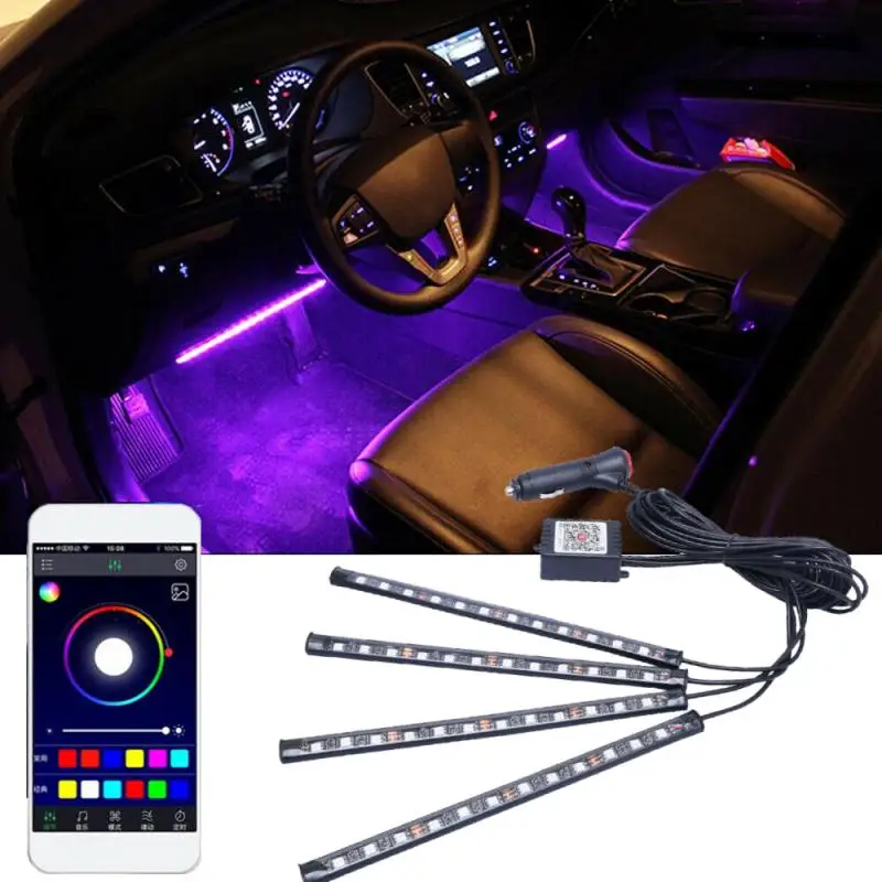 

4 шт., Автомобильные светодиодные ленты RGB с поддержкой Bluetooth