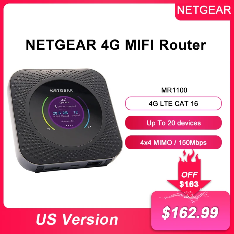 NETGEAR Nighthawk M1 150Mbps Mobile Hotspot 4G LTE Router MR