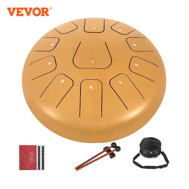 

VEVOR 12 Inch Steel Tongue Drum In C Minor 11 Notes 30cm Hand Pan Drum Tank With Travel Bag Percussion Instruments Hand pan Drum