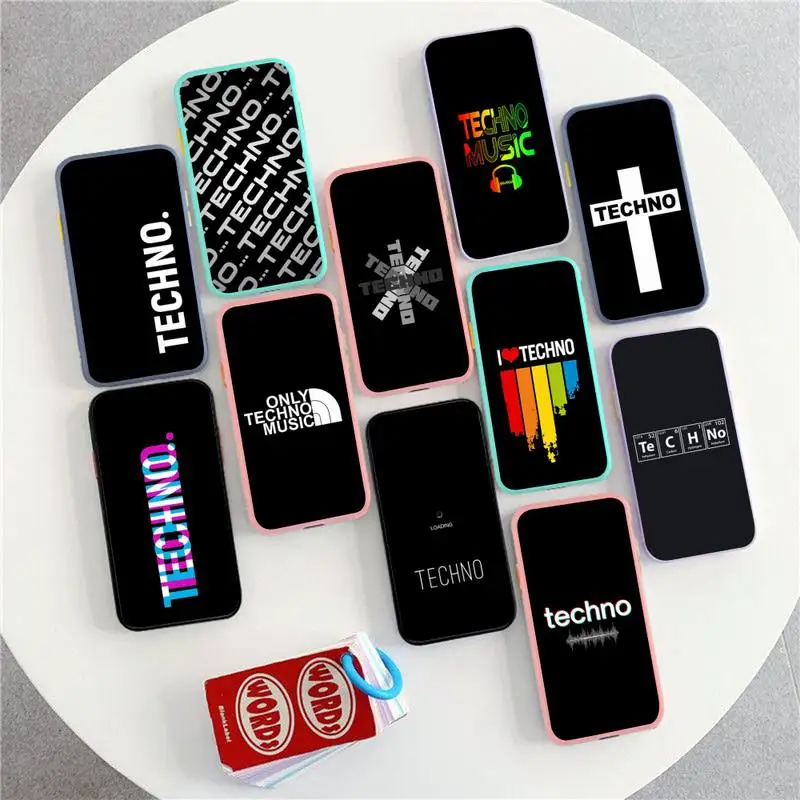 

Techno Music Phone Case for iPhone X XR XS 7 8 Plus 11 12 13 pro MAX 13mini Translucent Matte Case