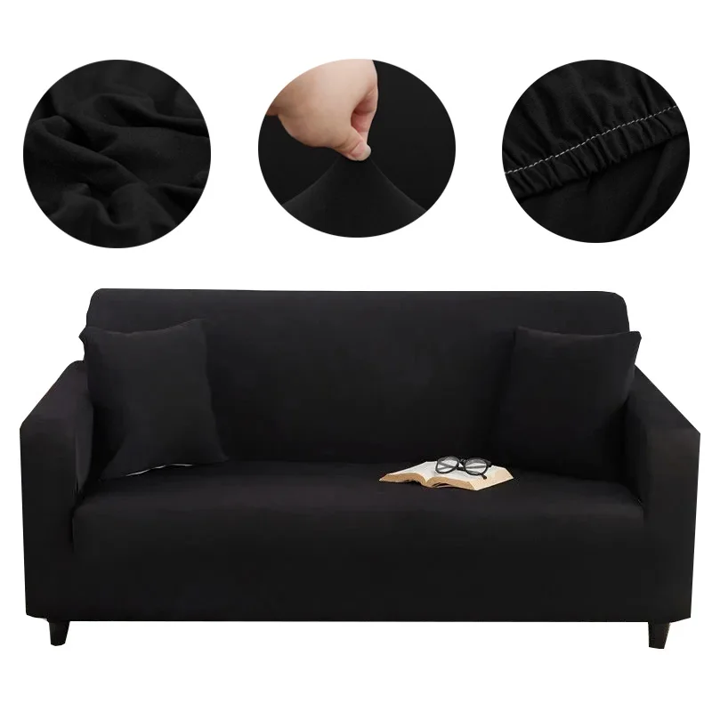 

Solid Colour Sofa Cover Stretch Elastic Slipcovers Sofa Sectional Vintage for Living Room Couch Cover Single/Two/Three/Four Seat