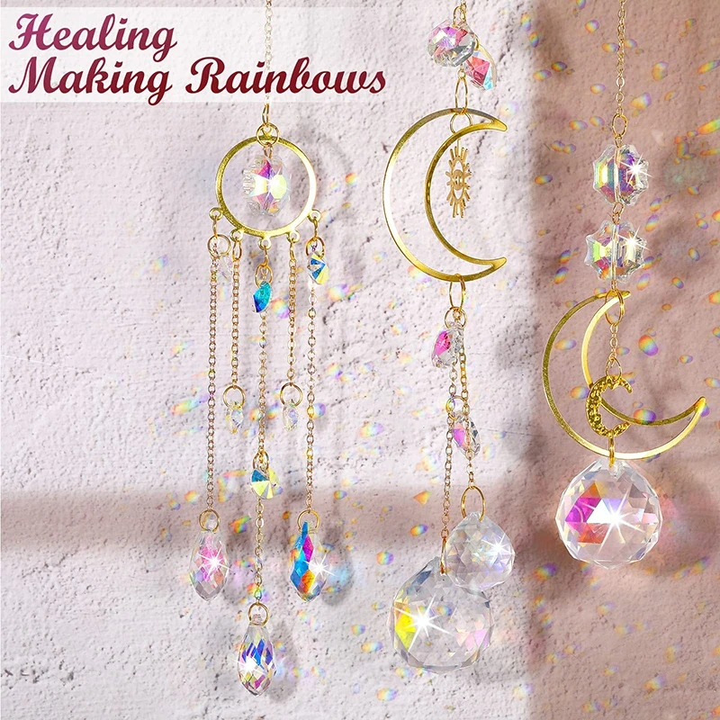 

Lotus Sun Catcher Crystal Pendant Rainbow Hanging Suncatcher Wind Chime Chakra Light Catcher Prism Window Garden Decoration