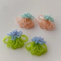 retro design crystal bead flower earrings for women simple all match ear jewelry