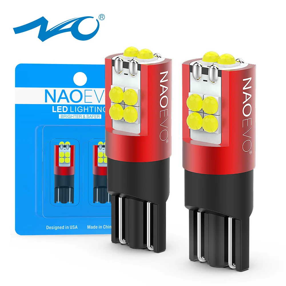 NAO 2x T10 светодиодный супер яркая лампа W5W с защитой от ошибок CANBUS 6000K белый Янтарный