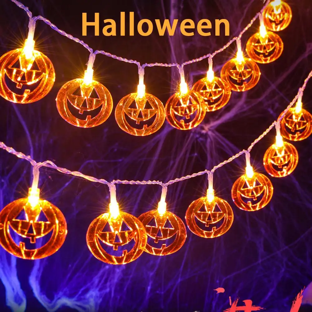 

Outdoor Halloween Decorations Lights 20/40 LED Pumpkin Spider Bat Skull String Light Battery Operated for Indoor Halloween Party