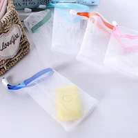 3pcs household portable foaming net soapcleanser facial cleanser foam net bag bathroom supplies color ribbon multi color option