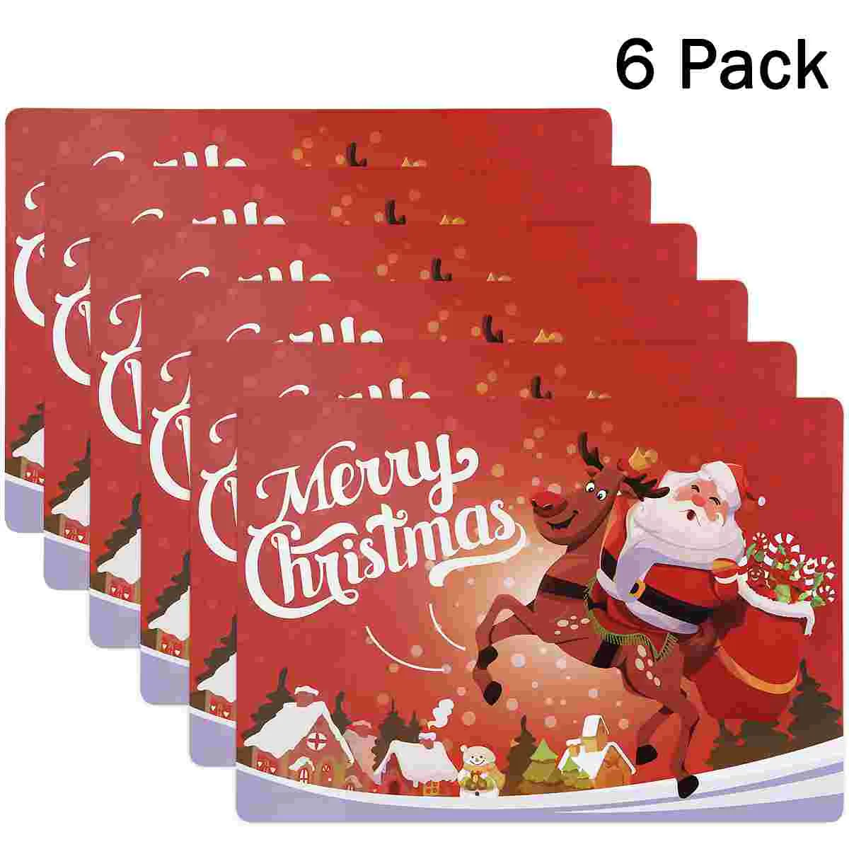 

6PCS Christmas Place Mats Table Mats Christmas Table Mats Heat Resistant Washable Decorative Place Mats Cup Mat