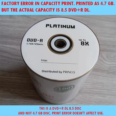 Оптом 5 дисков класса A X8 8,5 ГБ платины Princo Blank Печатный DVD + R DL