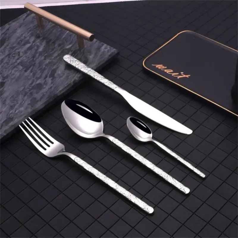 

7pcs/set Steak Knife Colorful Dinnerware Soup Scoop Tableware Dessert Spoon Stainless Steel Fork Knife Spoon Set Kitchen Gadgets