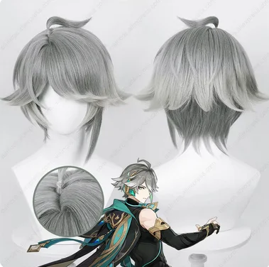 Aihaiтема Косплей Хэллоуин искусственный парик 30 см серый градиент короткие парики