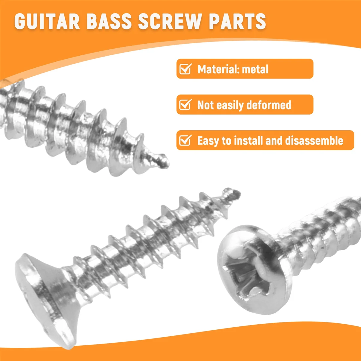 Винты 50 шт. для бас-гитары серебристые защиты от царапин