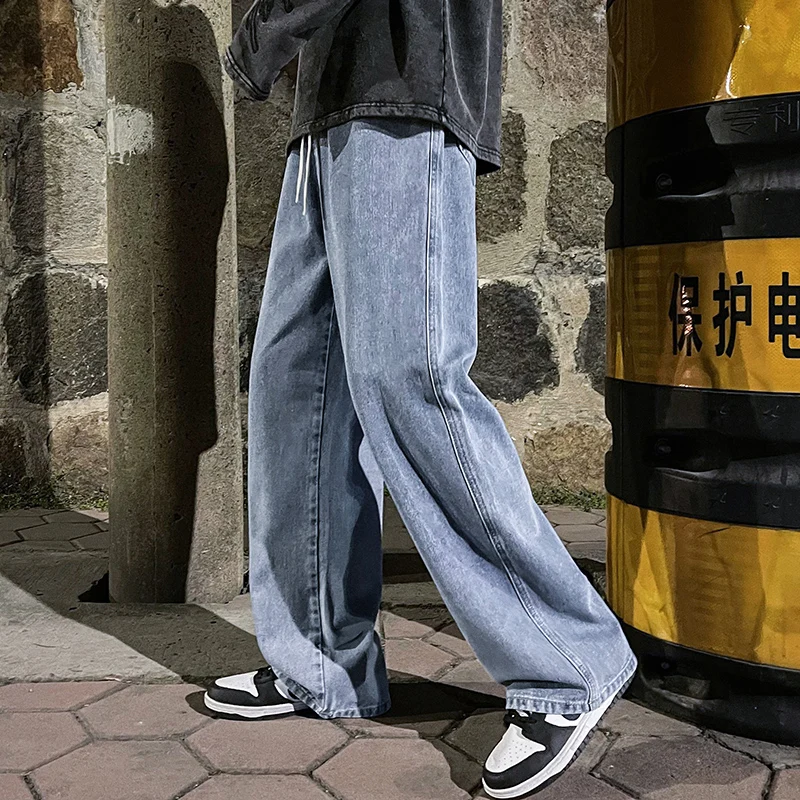 Men's Oversized Plus Y2K Clothes Jeans Korean Casual Pants High Street Straight Wide Leg Trousers Baggy Jeans Streetwear For Men