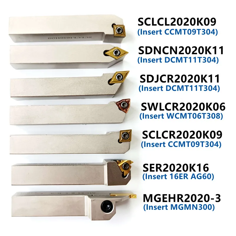 SANAI 7 комплектов никелированных держателей токарных станков с ЧПУ хвостовиком 20