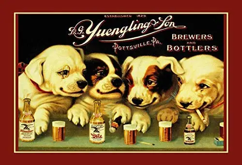 Фото Yuengling & сын и пивные собаки, винтажные металлические знаки на заказ, 8x12-бар, кафе, двор, знаки, вывески дома №1