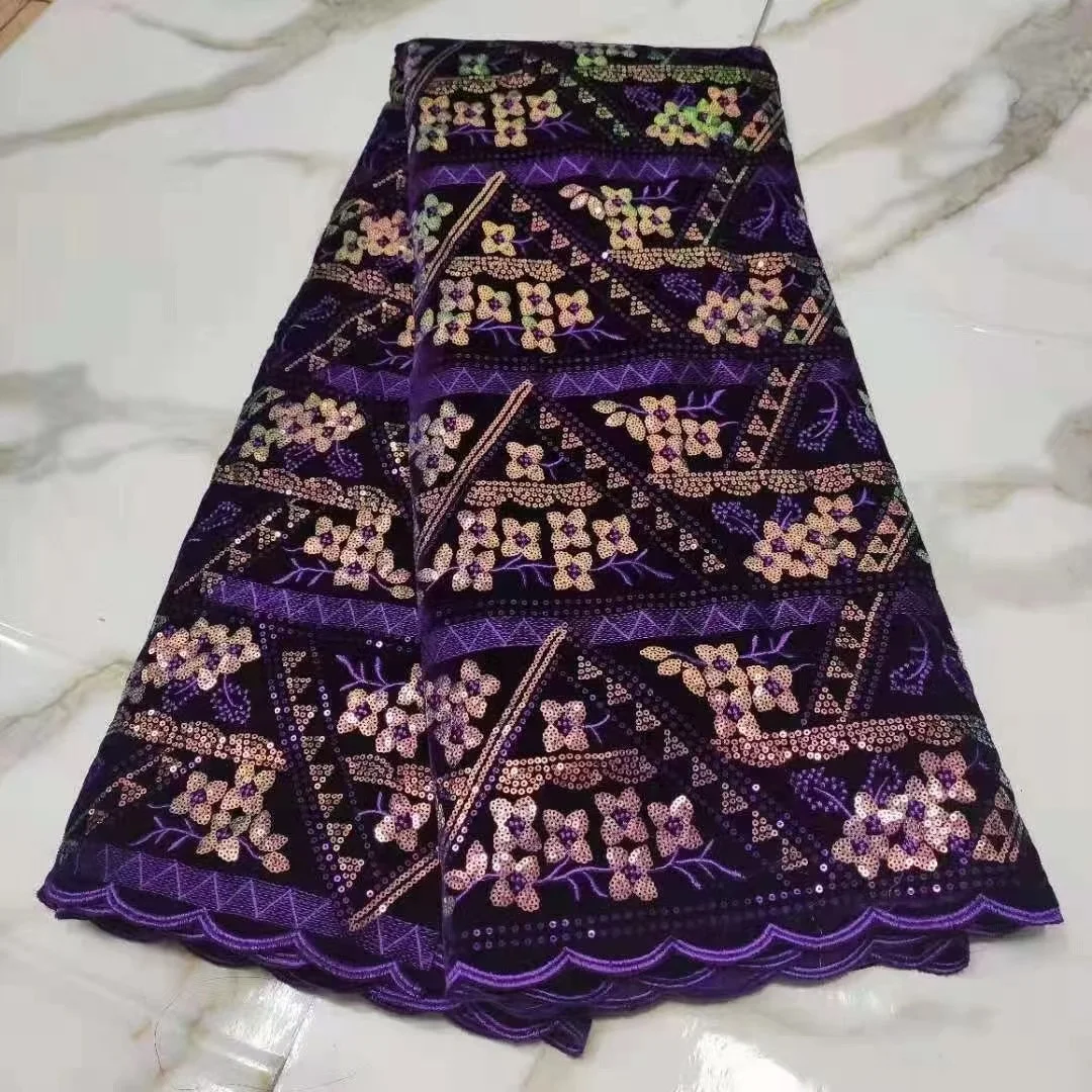 Новое поступление 2022 фиолетовая бархатная Тюлевая ткань кружевная новейшая