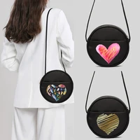 fashion round bag women tote bag interesting love printing shoulder bag women crossbody bags casual purse round harajuku handbag