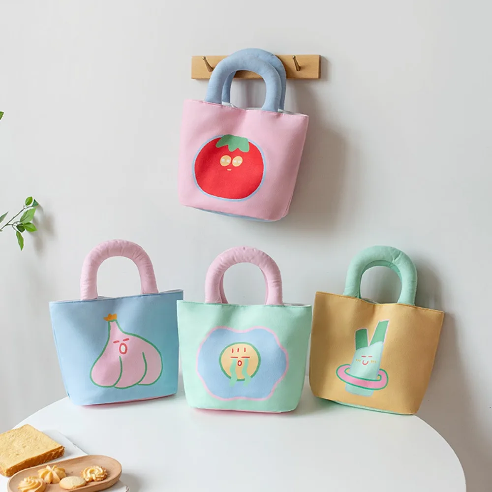 

Candy Color Cloth Bag Fashion Handheld Reusable Lunch Box Bag Dacron Tote Bags Women