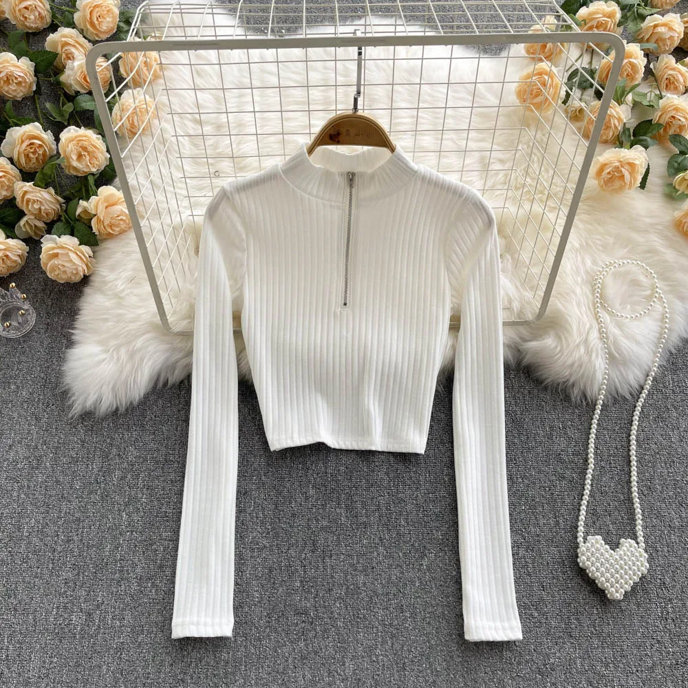 

Pregnant women 2021 winter new stand collar solid color sweater White